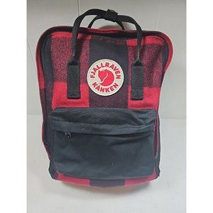 Fjallraven Kanken 23330 Re-Wool Plaid Backpack Red Black Adjustable Straps